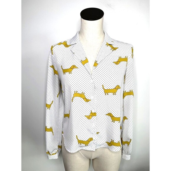 FOREVER 21 Tops - F21 Dachshund Dog Print Button Down Blouse Forever 21 Small